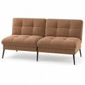 Sofa 2-Sitzer armlos Cordbezug Polyester Stahlbeine rechteckig Braun Schwarz 160 x 78 x 82 cm