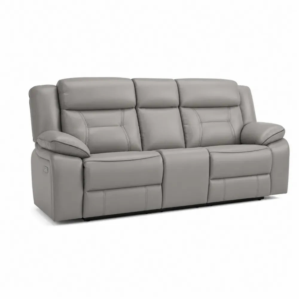 Sofa 3-Sitzer mit Relaxfunktion PU-Kunstleder Polyurethan-Schaum rechteckig Grau Schwarz 210 x 95 x 100 cm