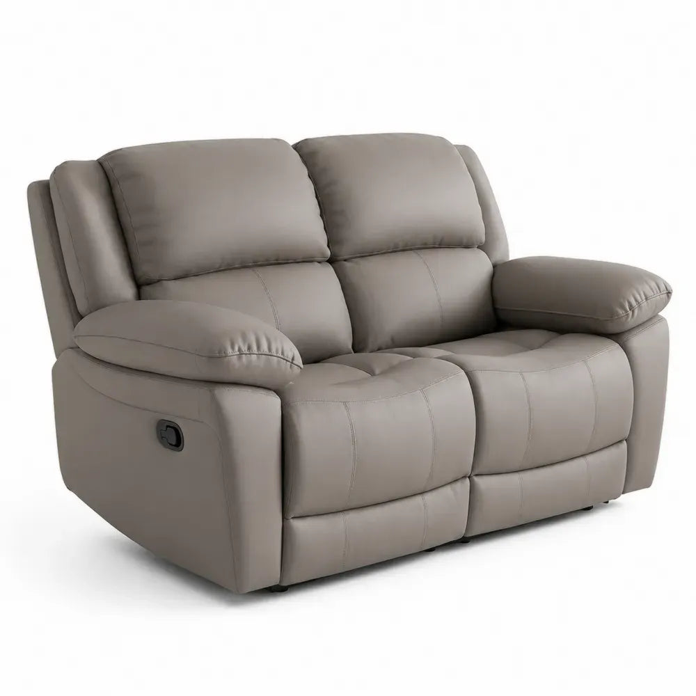 2-Sitzer Relaxsofa manuell verstellbar PU-Kunstleder Polyurethan-Schaum rechteckig Taupe Schwarz 152 x 92 x 101 cm