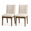 Esszimmerstühle 2er Set gepolstert aus Kautschukholz und Polyestergewebe rechteckig Beige Braun B 47 x T 58 x H 95 cm