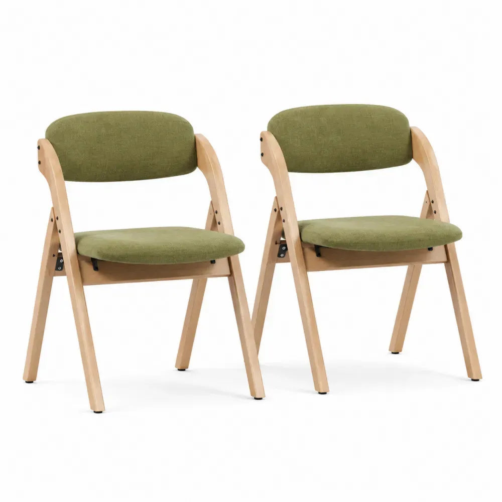 Esszimmerstühle 2er Set Klappstühle mit gepolstertem Sitz aus Schichtholz und Polyestergewebe Grün Natur Schwarz B 52 x T 55 x H 78 cm