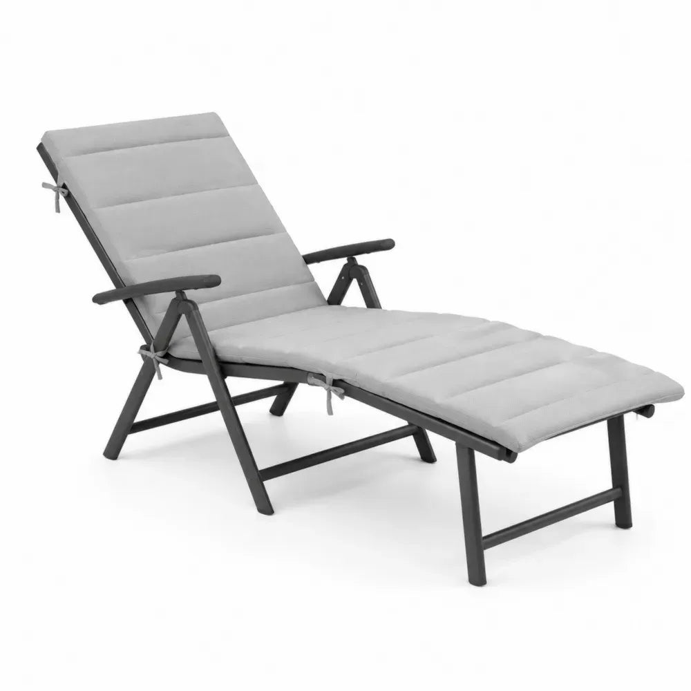 Verstellbare Sonnenliege rechteckig mit Auflage Armlehnen Stahlrahmen Polyester Grau Schwarz 190 x 68 x 94 cm