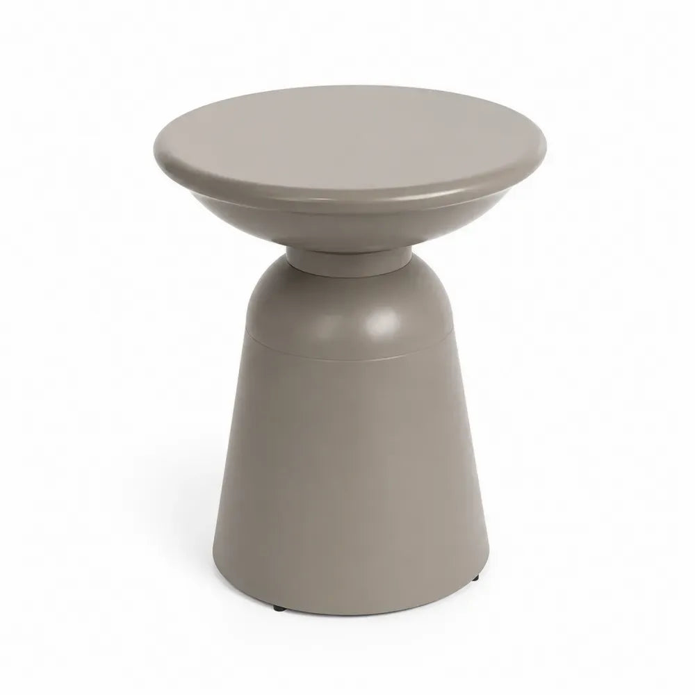 Runder Garten Beistelltisch aus Polypropylen Taupe 45 cm Durchmesser x 48 cm Höhe