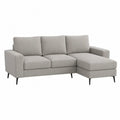 Ecksofa 3-Sitzer mit Recamiere rechts Polyesterbezug Stahlbeine L-Form Hellgrau Schwarz 210 x 140 x 84 cm
