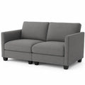 2-Sitzer Sofa mit Armlehnen Polyesterbezug Kiefernholz Sperrholz rechteckig Grau Schwarz 145 x 78 x 82 cm