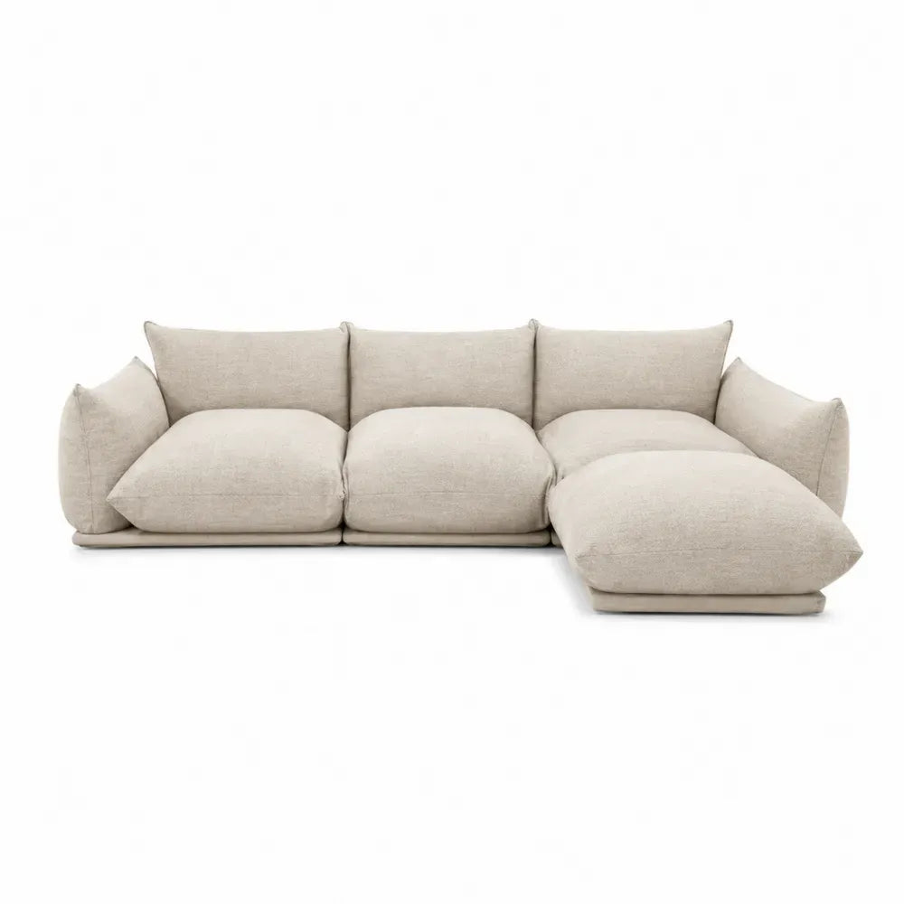 Ecksofa 3-Sitzer mit Ottomane rechts Polyestergewebe Polyurethan-Schaum L-Form Beige 300 x 170 x 78 cm