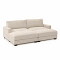2-Sitzer Sofa mit Armlehnen Cordbezug Polyester Kautschukholz rechteckig Creme Dunkelbraun 220 x 95 x 82 cm