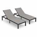 Sonnenliegen 2er Set rechteckig mit verstellbarer Rückenlehne Aluminiumrahmen PVC beschichtetes Polyestergewebe Grau Schwarz 190 x 65 x 35 bis 88 cm