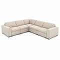 Ecksofa 5-Sitzer L-Form Polyestergewebe Kiefernholz Sperrholz Beige Schwarz 260 x 260 x 82 cm