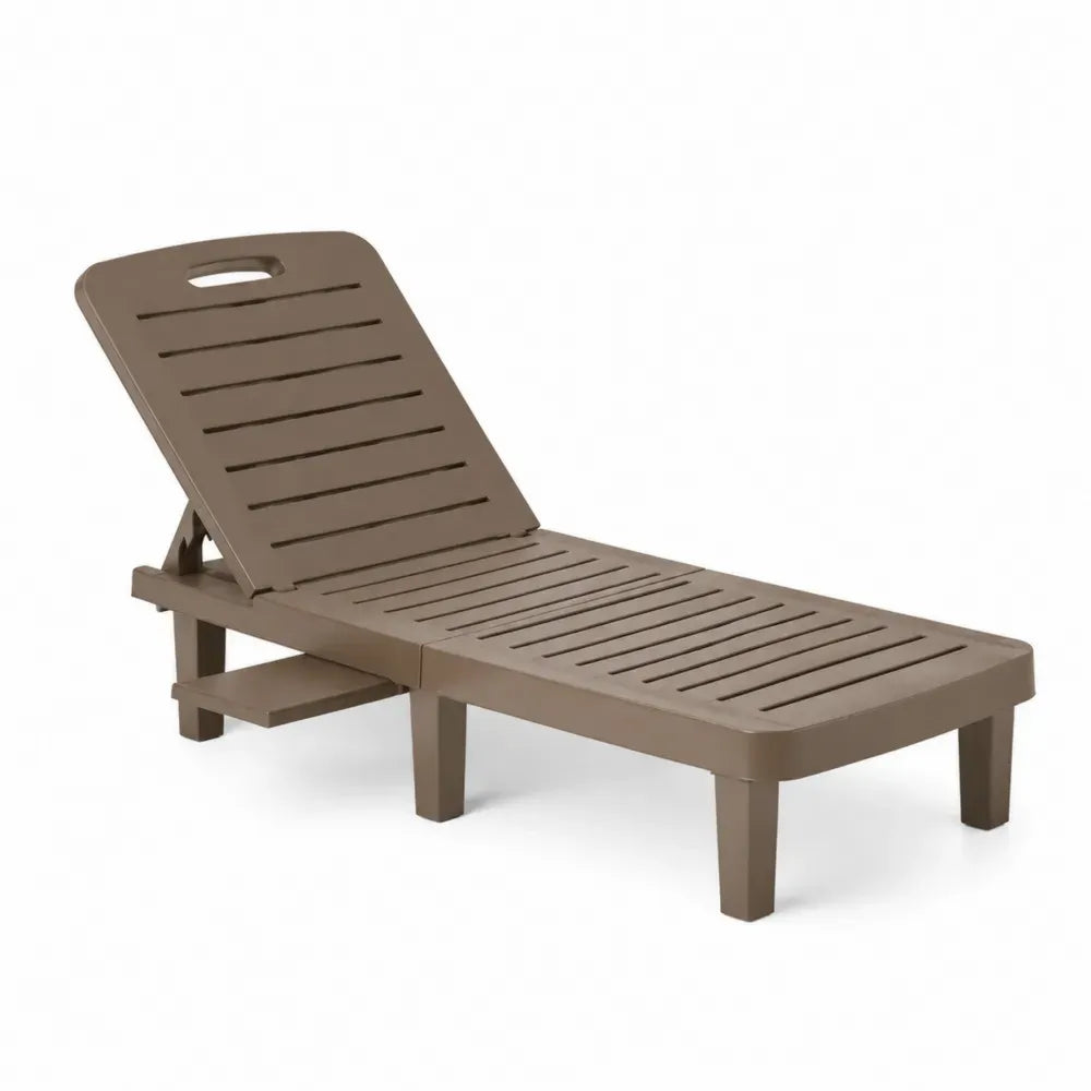 Sonnenliege verstellbar rechteckig mit Seitentablett PP Braun 190 x 65 x 95 cm