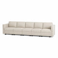 5-Sitzer Sofa modular mit Armlehnen Polyestergewebe Kiefernholz Sperrholz Beige Schwarz 330 x 85 x 82 cm