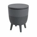 Runder Garten Beistelltisch mit Stauraum aus Polypropylen in Rattanoptik Anthrazit 42 x 42 x 48 cm