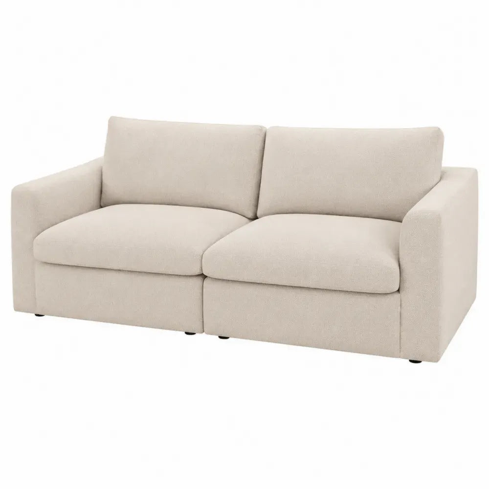 2-Sitzer Sofa modular gepolstert Polyesterbezug Sperrholz Kiefernholz rechteckig Beige Schwarz 178 x 96 x 82 cm